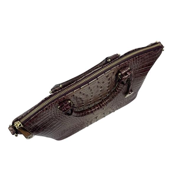 Brahmin Large Duxbury Satchel Bag Port Ombre Melbourne Purple Leather Croc - Picture 11 of 14